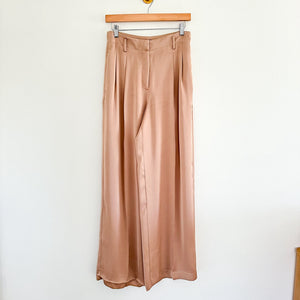Ann Taylor The Pleated Wide Leg Pant in Satin Beige