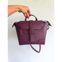 Load image into Gallery viewer, Senvere Mini Maestra Pebbled Leather Convertible Handbag Backpack Plum
