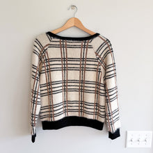 Load image into Gallery viewer, Peyton Jensen Evereve Plaid Metallic Sweater Black Cream XS
