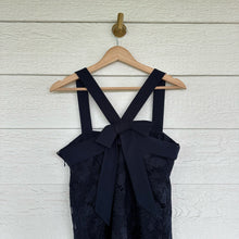 Load image into Gallery viewer, Banana Republic Bow Back Lace Sleeveless Shift Mini Dress Blue 4 NWT
