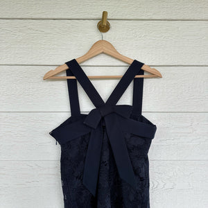 Banana Republic Bow Back Lace Sleeveless Shift Mini Dress Blue 4 NWT