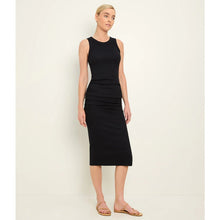 Load image into Gallery viewer, Michael Stars Wren Ribbed Crew Neck Sleeveless Bodycon Midi Dress Black M
