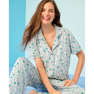 Hanna Andersson Scattered Daisies HannaSoft Floral Short Sleeve Pajama Top L
