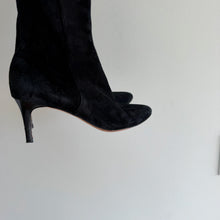 Load image into Gallery viewer, Cole Haan Suede Knee High Pointed Toe Heel Boots Black 5 1/2
