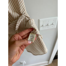 Load image into Gallery viewer, Max Studio Stripe Button Front Elastic Waist A-Line Midi Skirt Beige White M
