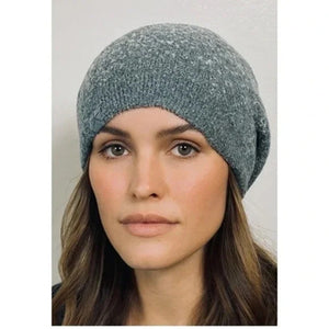 Barefoot Dreams CozyChic Lite Confetti Knit Beanie Hat Smocked Green-Fog NWT