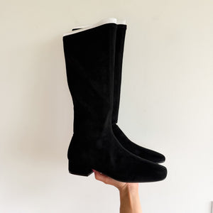 Aerosoles Nana Faux Suede Square Toe Knee High Boots Black 9M NEW
