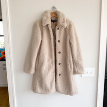 Load image into Gallery viewer, J. Crew Teddy Sherpa Lady Button Front Mid-Length Winter Coat Cream S NWT
