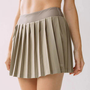 Albion Tie Breaker Pleated Tennis Mini Activewear Skort Brown XS