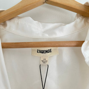 NWT L'Agence Tyler Silk Button Front Shirt Blouse Ivory L