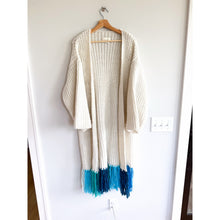 Load image into Gallery viewer, Anthropologie Multicolor Fringe Duster Kimono Cardigan Ivory Blue One Size
