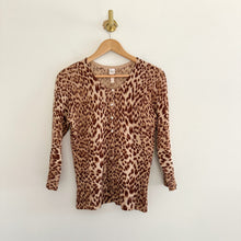 Load image into Gallery viewer, Aqua Cashmere Leopard Print Button Front Cardigan Sweater Brown M
