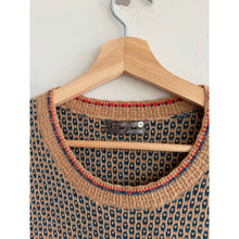 Load image into Gallery viewer, Anthropologie Keaton Geometric Short Sleeve Pullover Sweater Brown Green M NWT
