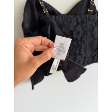 Load image into Gallery viewer, Express Floral Lace Sleeveless Cropped Corset Tank Top Black 8 NWT
