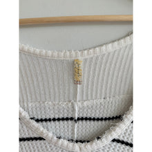 Load image into Gallery viewer, Free People Sunset Park Oversized Thermal Waffle Knit Top  White Black M

