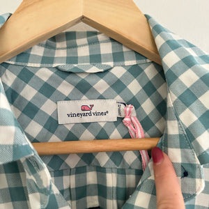 NWT Vineyard Vines Relaxed Gingham Chilmark Button Up Shirt Green/White 4