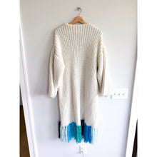 Load image into Gallery viewer, Anthropologie Multicolor Fringe Duster Kimono Cardigan Ivory Blue One Size

