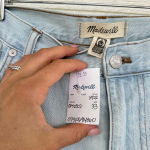 Madewell The Slouchy Boyjean Distressed Straight Jeans Wrightlane Wash 33 NWT
