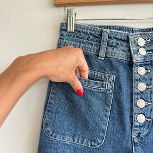 Free People Colette Crop Button-Fly Denim High Rise Jeans Blue 25
