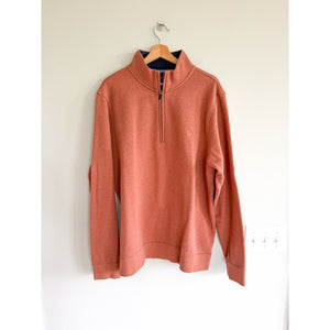 Brooks Brothers 1/4 Zip Cotton Pullover Sweatshirt Rust Orange XL