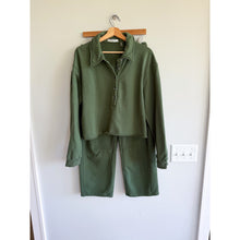 Load image into Gallery viewer, Perfectwhitetee Vinny Heavier Fleece Collared Cropped Sweatshirt Set Green M
