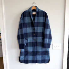 Load image into Gallery viewer, Isabel Marant Étoile Gabriel Single-Breasted Check Coat Midnight Blue 40 NWT
