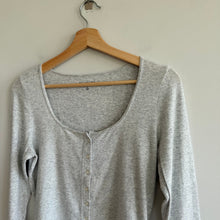 Load image into Gallery viewer, Abercrombie &amp; Fitch Women's Long-Sleeve Rib Icon Button-Through Top Grey S
