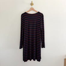 Load image into Gallery viewer, Sinuous Striped Open Front Side Slit Duster Cardigan Blue/Red S
