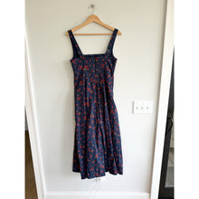 Load image into Gallery viewer, Abercrombie &amp; Fitch Strawberry Print Sleeveless Midi Dress Blue M Tall NWT
