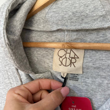 Load image into Gallery viewer, Chaser x Evereve Long Sleeve Snap Front Hoodie Sweatshirt Heathered Grey S NWT
