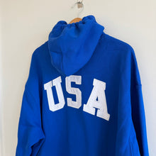 Load image into Gallery viewer, Polo Ralph Lauren Flag Fleece Embroidered Hoodie Sweatshirt Royal Blue XL NWT
