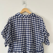 Load image into Gallery viewer, Anthropologie Maeve Gingham Print Ruffles Button Front Oversized Blouse
