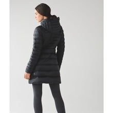 Load image into Gallery viewer, Lululemon Brave The Cold Zip Up Hooded Mid-Length Puffer Jacket Black 8
