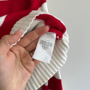 Express Knit Cropped Striped Sweater Red White XS