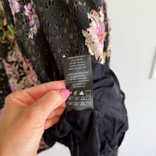 Load image into Gallery viewer, Anthropologie Eri + Ali Neveah Floral Lace Fit &amp; Flare Ruffle Dress Black 10 NWT

