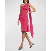 Load image into Gallery viewer, Sachin + Babi Miranda Draped One Shoulder Crepe Midi Dress Pink 4
