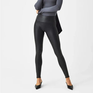 Spanx Faux Leather High Rise Pull On Leggings Black S
