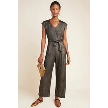 Load image into Gallery viewer, Bishop + Young Pandita Metallic Belted Wide Leg Jumpsuit S NWT

