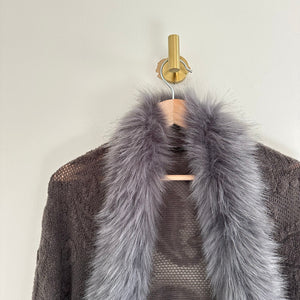 Cashmere Rabbit Fur Neck Warmer Wrap Gray One Size