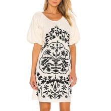 Load image into Gallery viewer, Free People Fiona Embroidered Scoop Neck Mini Dress Cream/Black S
