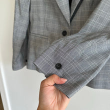 Load image into Gallery viewer, Hipchik Couture Beaded Blue Skull Plaid Single-Breasted Blazer Gray 14
