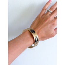 Load image into Gallery viewer, Ettika Gold Tone Black Enamel Geometric Cuff Bangle Bracelet Gold
