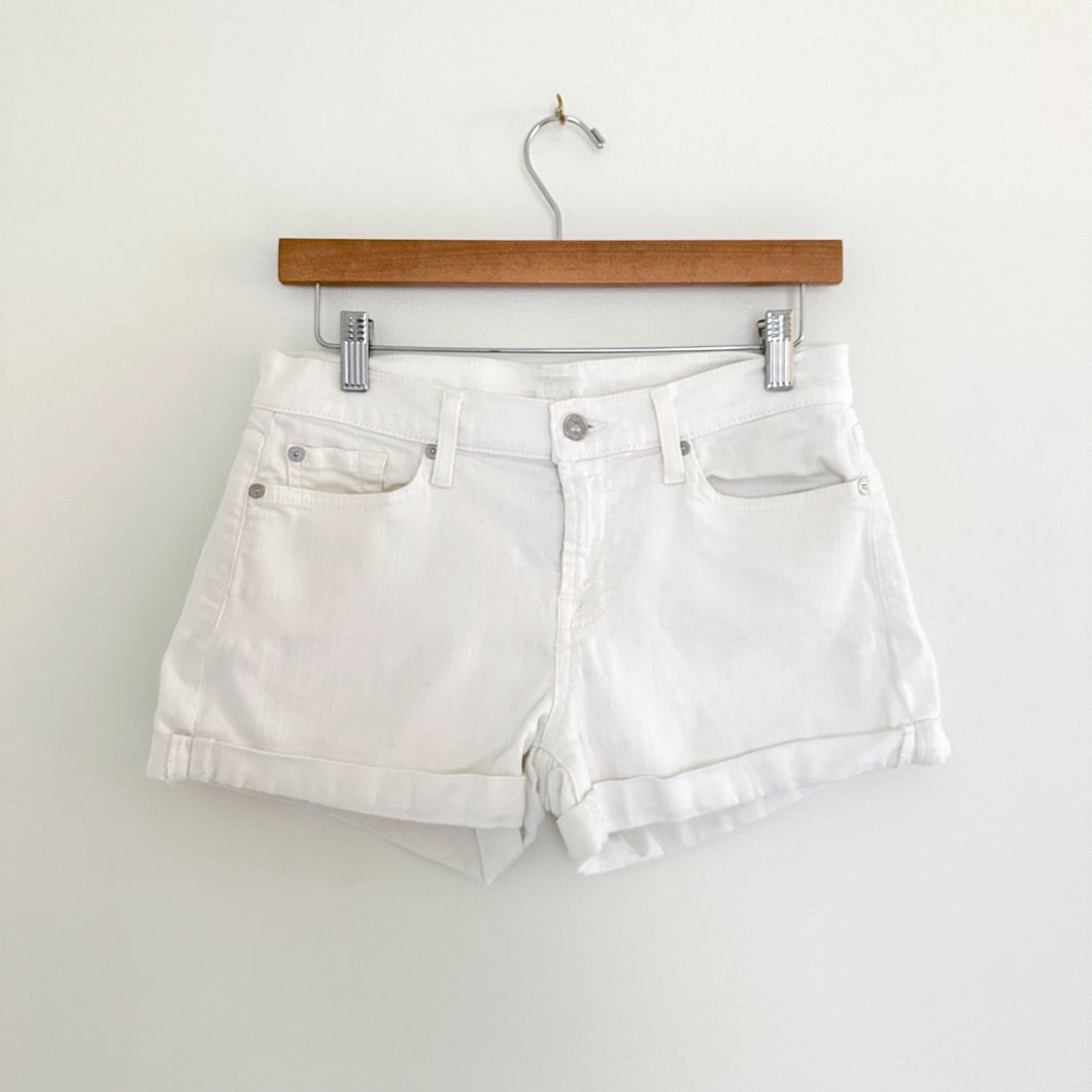 7 For All Mankind Rolled Hem Shorts White