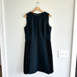 Lafayette 148 New York Wool Sleeveless Pleated Mini Shift Dress Black 10 NWT