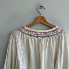 Load image into Gallery viewer, Madewell Superlight Jacquard Embroidered Smocked Blouse Cream S
