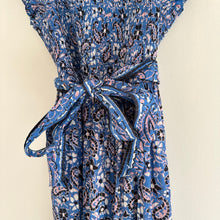 Load image into Gallery viewer, Cleobella Autumn Paisley Print Flutter Sleeve Smocked Midi Dress Blue L

