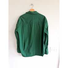 Load image into Gallery viewer, The Frankie Shop Curvy Hem Long Sleeve Side Slit Cotton Button Up Shirt Green M
