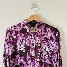 Load image into Gallery viewer, Escada by Neiman Marcus Silk Floral Long Sleeve Button Up Shirt Purple 34
