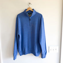 Load image into Gallery viewer, Fairway &amp; Greene Baruffa Merino Wool 1/4 Zip Long Sleeve Windsweater Blue XL

