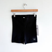 Load image into Gallery viewer, Alo Yoga Scholar Knit High Waist Ribbed Waistband Shorts Black L NWT
